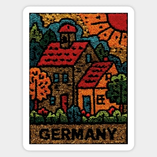 Fairytale German Village Linocut Print | Retro Bavaria Souvenir Magnet